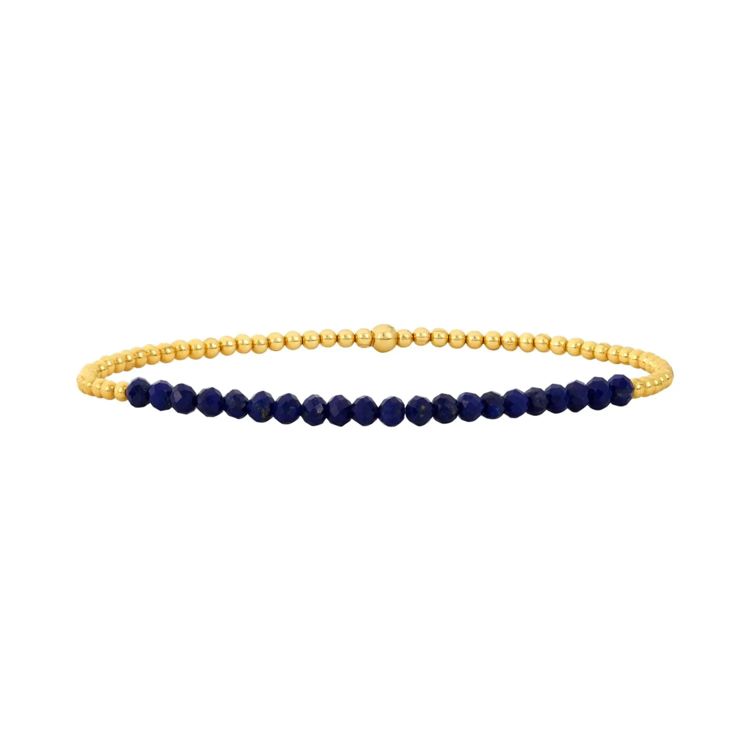 14K Gold Filled 2mm 6.50" Stretch Black Sapphire Bracelet