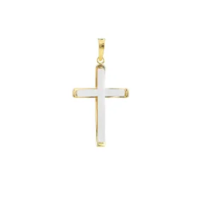 14K Two-Tone Reversible Cross with Chain