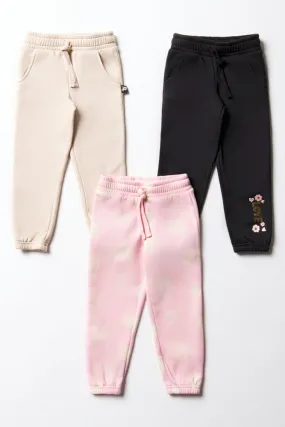 3 Pack Trackpants Natural, Pink & Navy