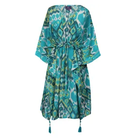 Acqua Vita Italian Silk Midi Kaftan Dress