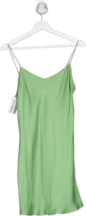 Asceno Green The Lyon Washed-silk Mini Slip Dress UK S