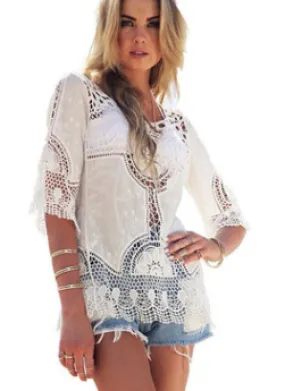 Blouse Beach Lace Summer Shirt