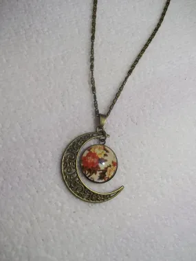 Bronze Moon Bubble Flower Necklace (N733)