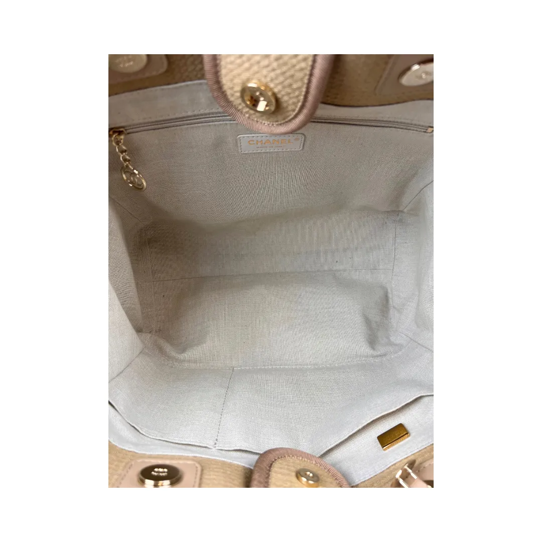 Chanel Beige Mixed Fibers Small Deauville Tote