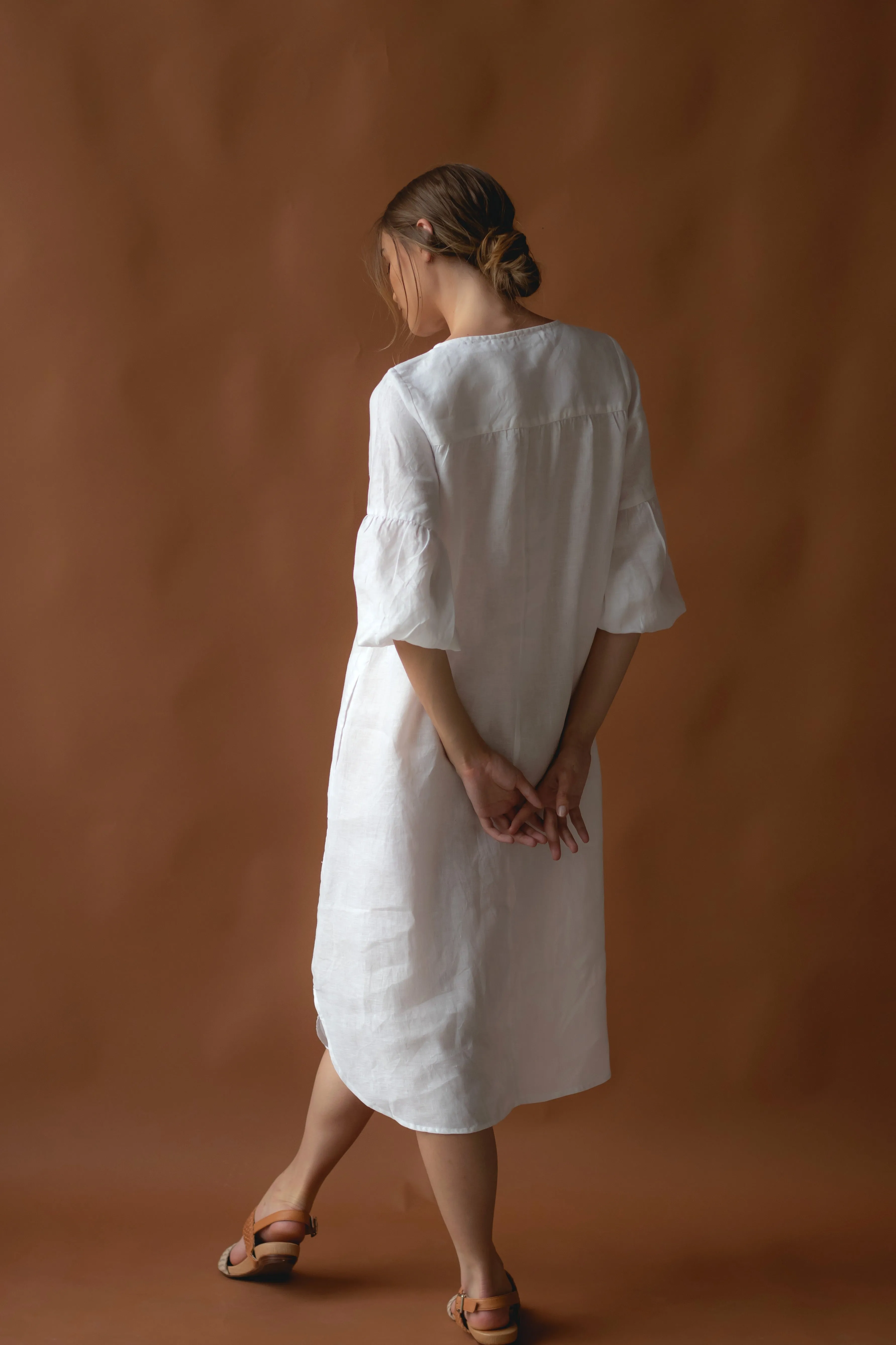 Claudette Linen Dress Warm White