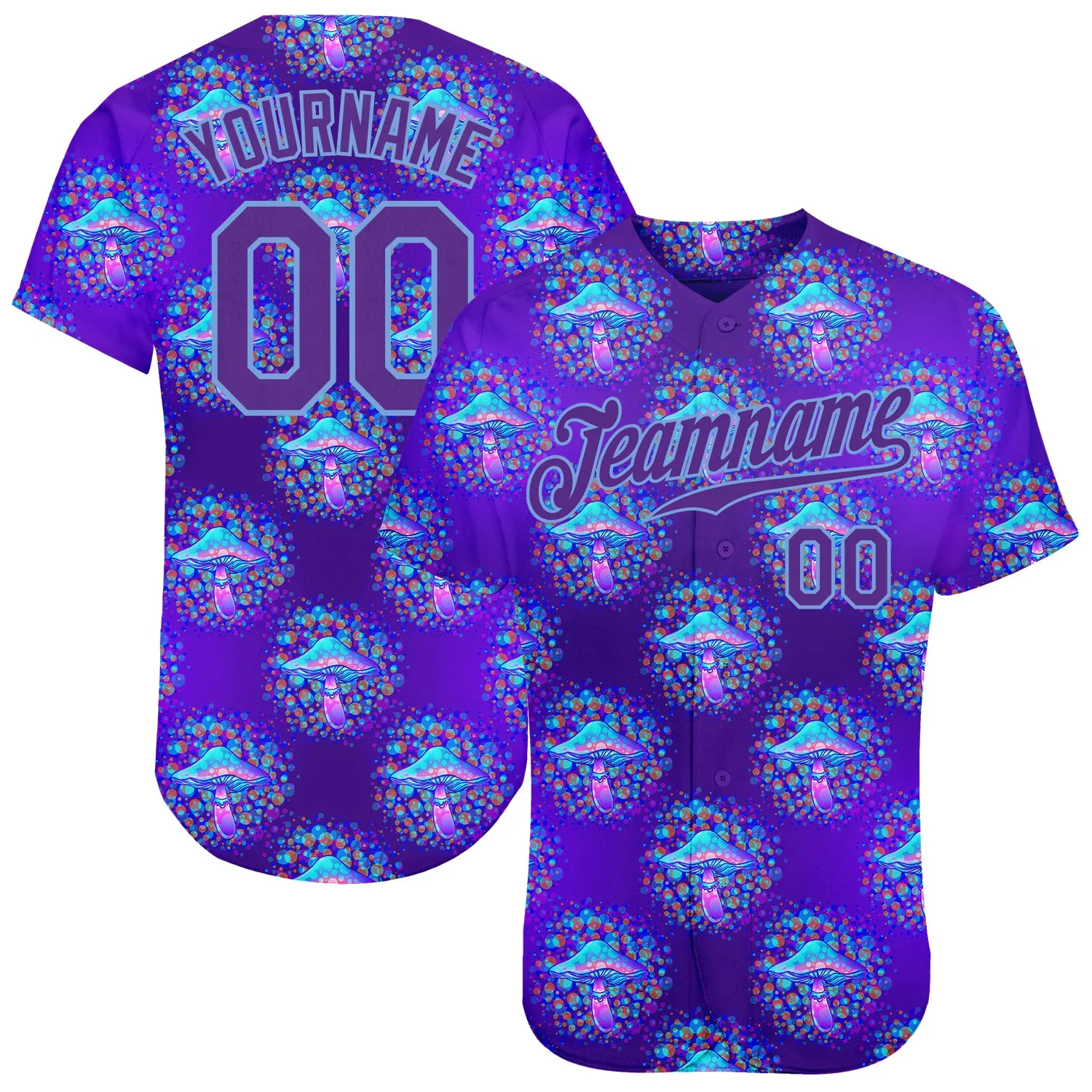 Custom 3D Pattern Design Magic Mushrooms Psychedelic Hallucination Authentic Baseball Jersey