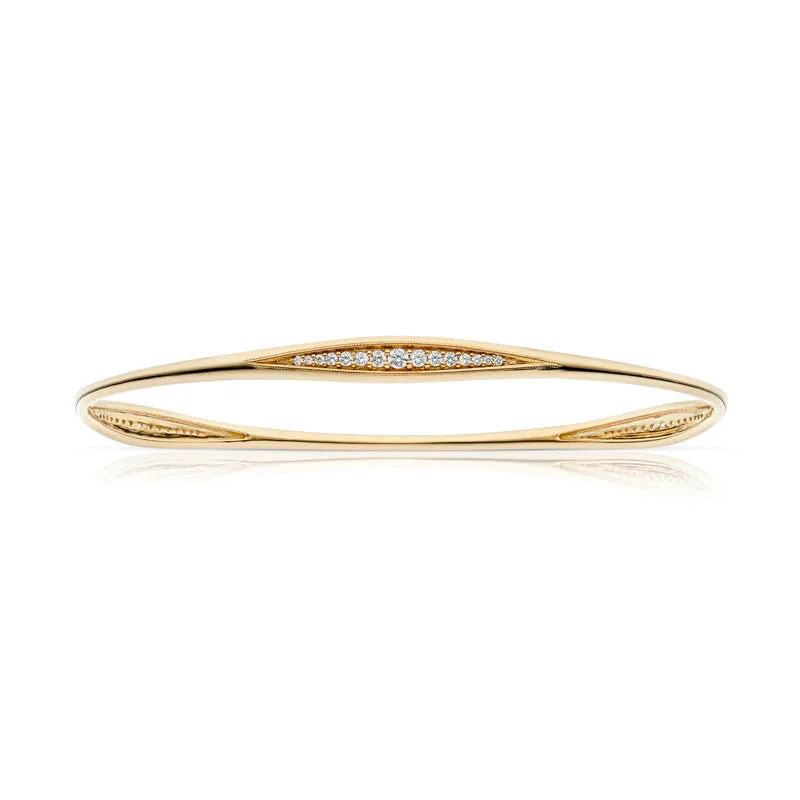 Diamond Yellow Gold Stacking Bangle