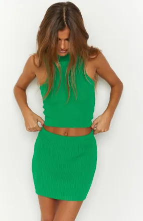 Dominica Green Rib Mini Skirt