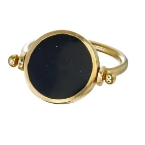 ECLIPSE SWIVEL RING - BLACK - GOLD