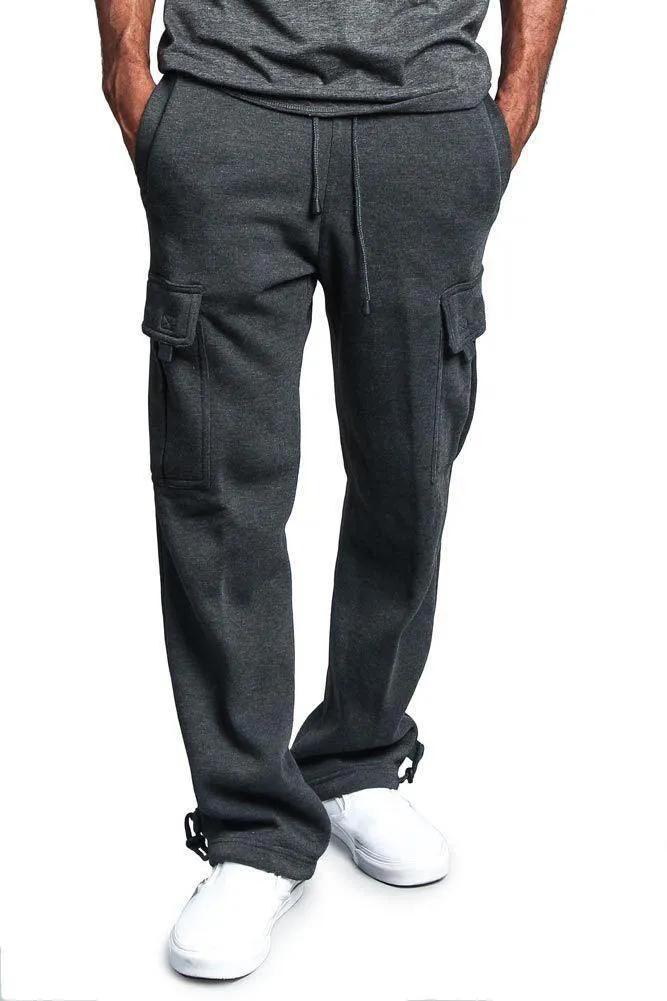 Elastic waist solid color pocket trousers