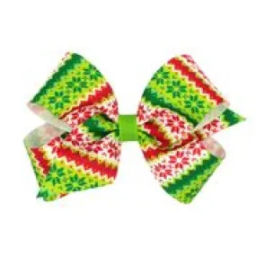 Fairisle printed grosgrain bow