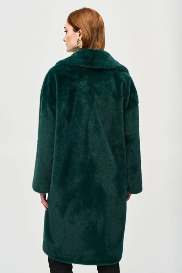 Faux Fur Straight Coat - Green