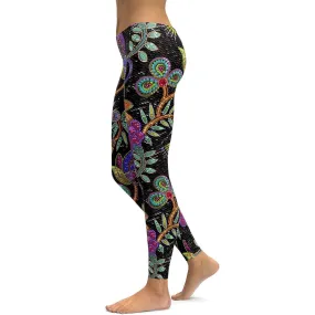 Faux Paillette Flower Leggings