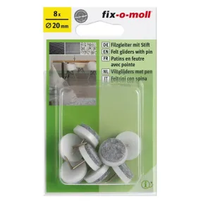 Fix-O-Moll Felt Gliders with Pin Grey Dia 20 mm