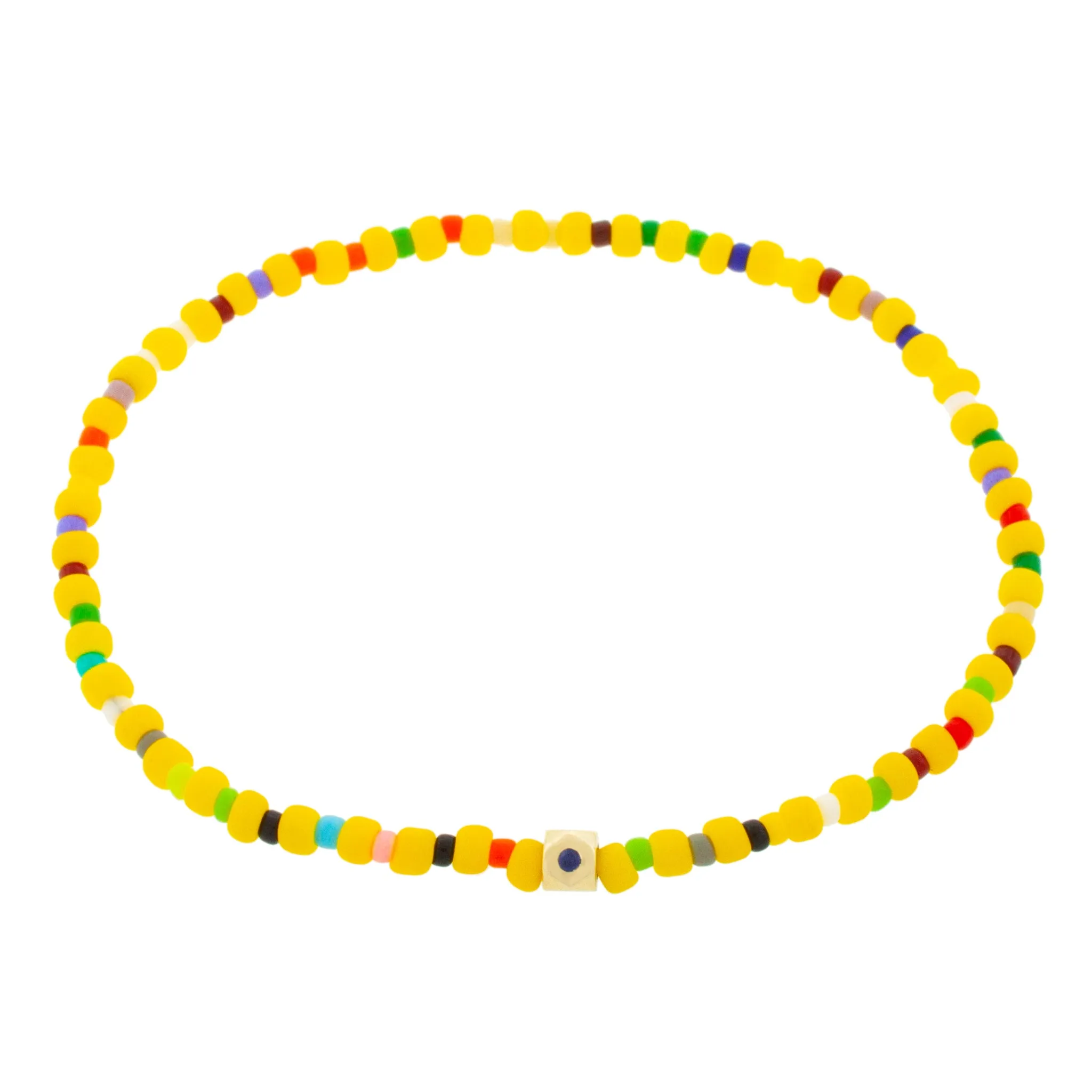 Flat Tetra with Blue Sapphire on a Yellow Beaded Bracelet