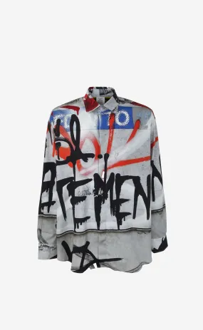 GRAFFITI PRINT GREY VETEMENTS GRAFFITI SHIRT