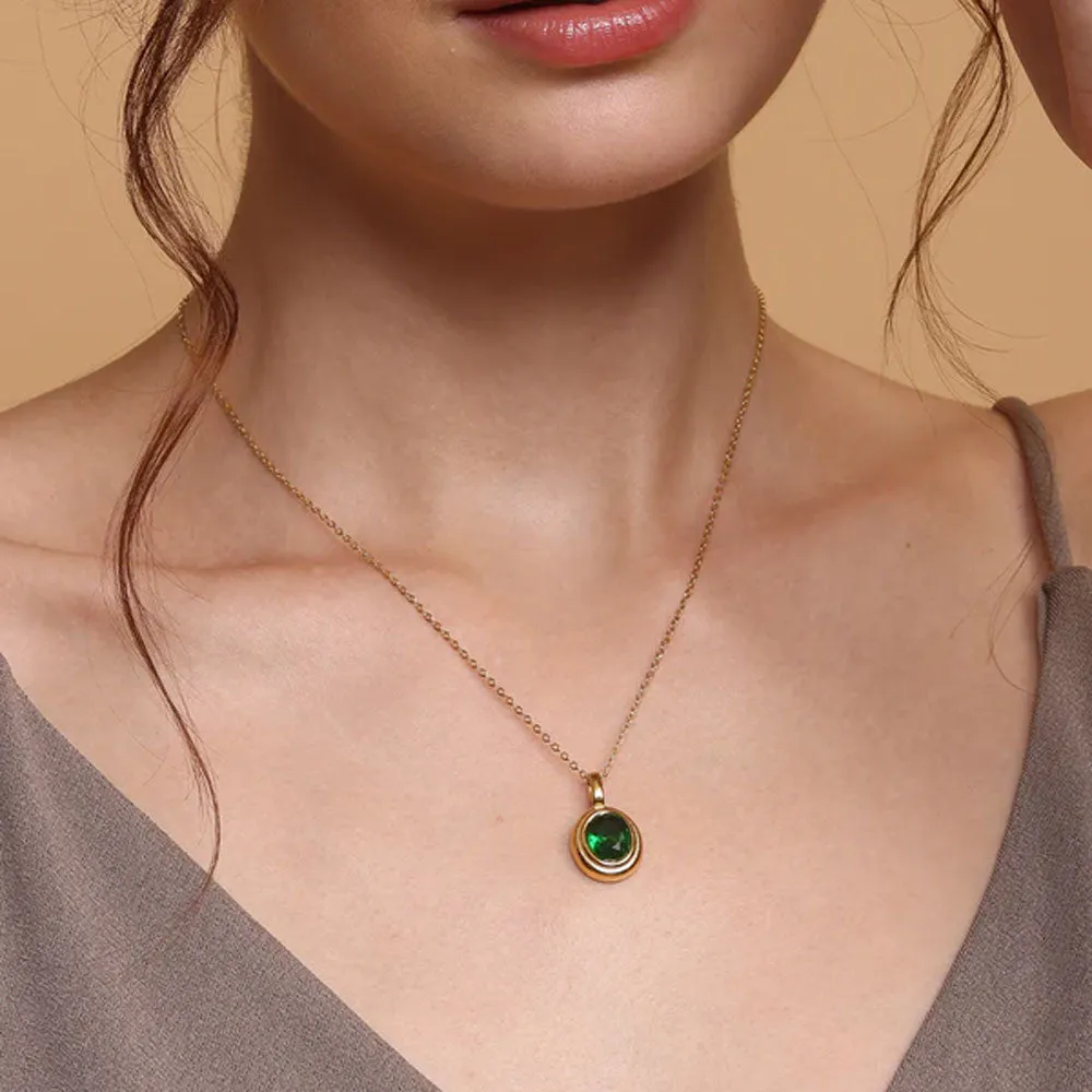 Green Emerald Oval Pendant