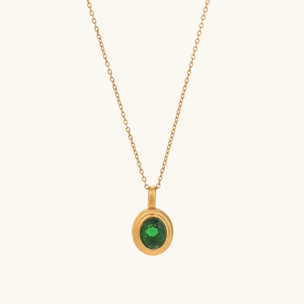 Green Emerald Oval Pendant