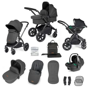 Ickle Bubba Stomp Luxe 3-in-1 I-Size Travel System - Black / Charcoal Grey / Black