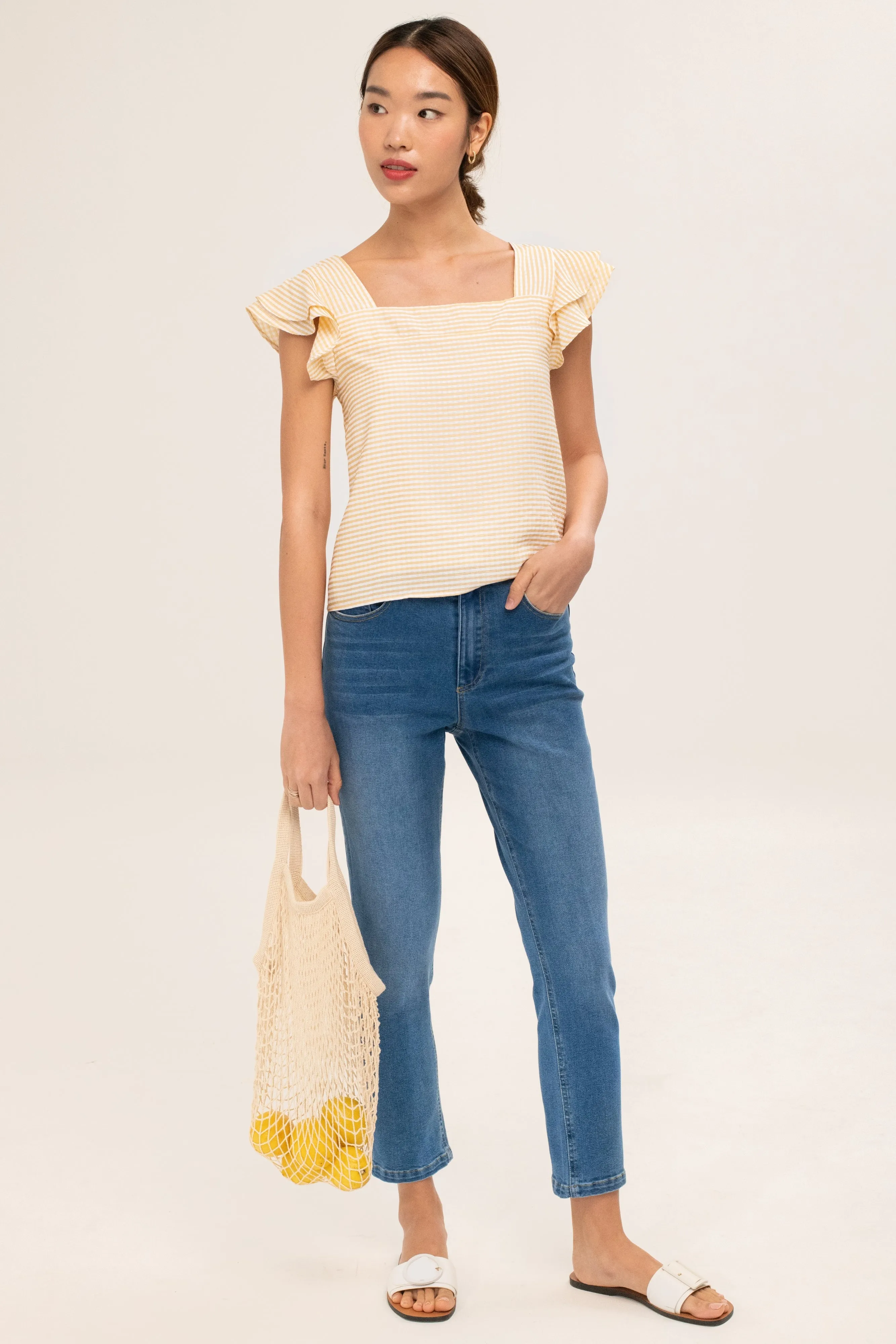 Joey Ruffle Top in Yellow