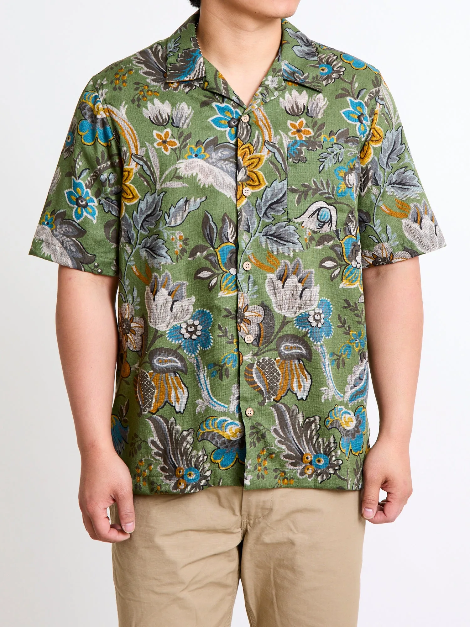 "Vintage Pique" Aloha Shirt in Green