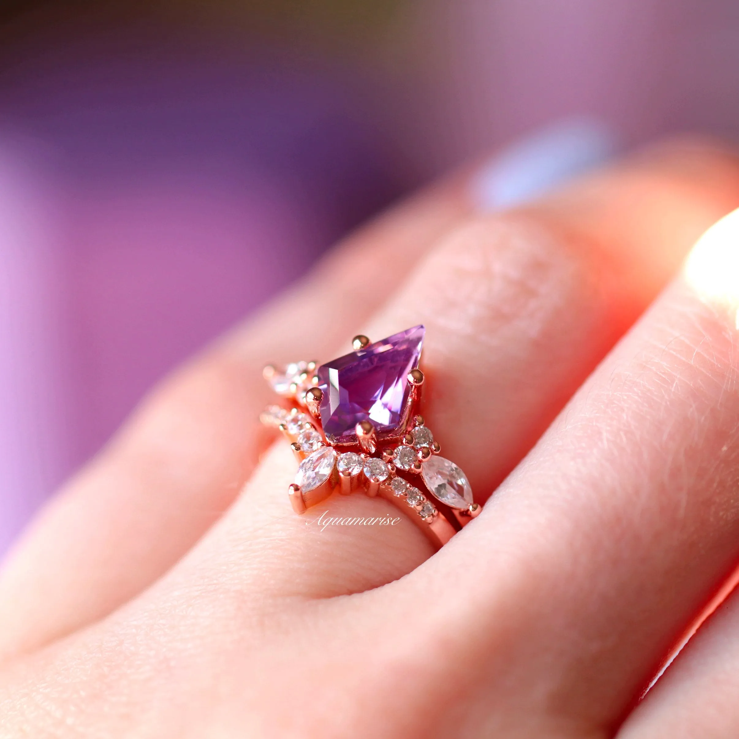 Skye Amethyst Ring Set- 14K Rose Gold Vermeil