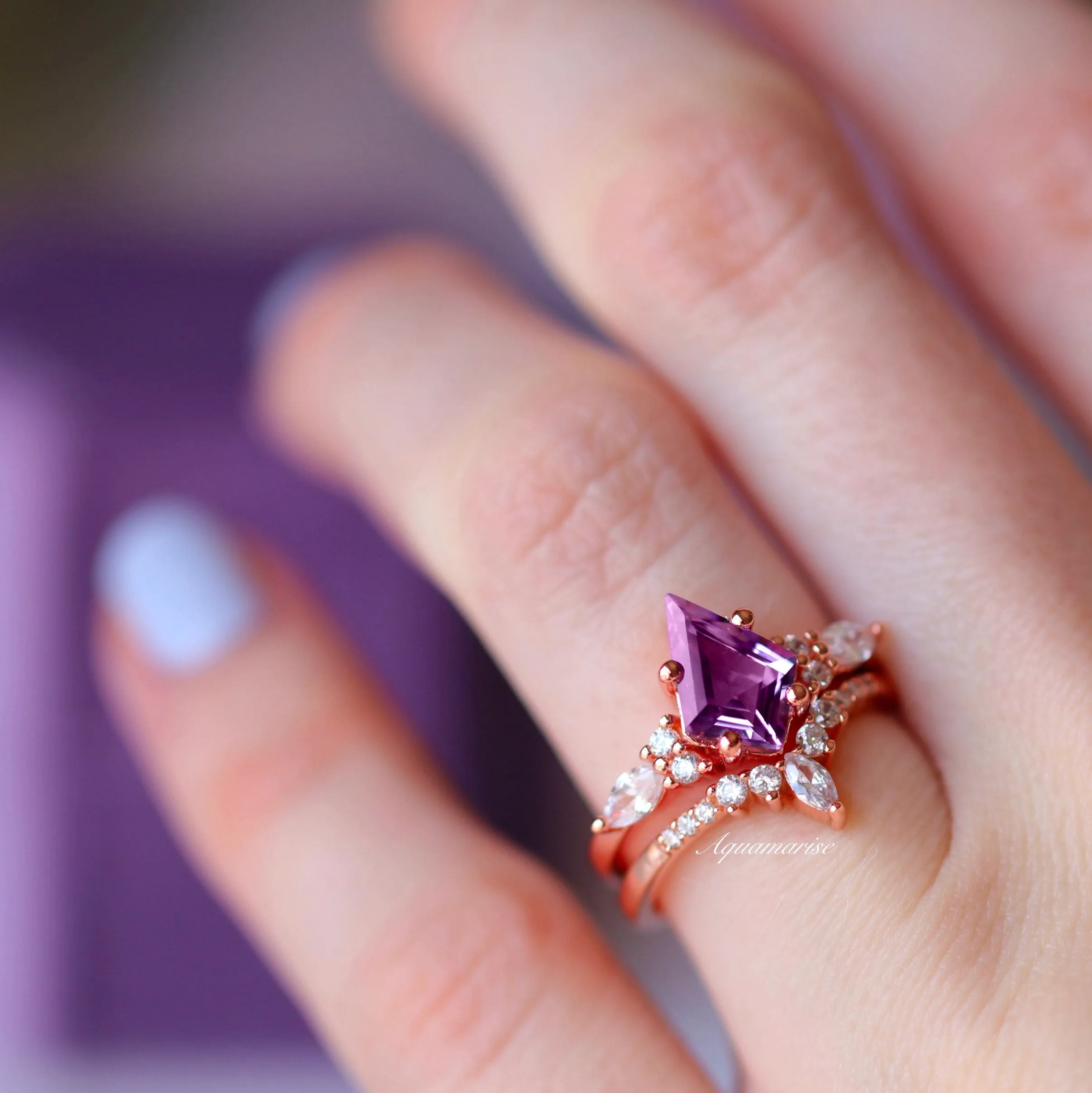 Skye Amethyst Ring Set- 14K Rose Gold Vermeil