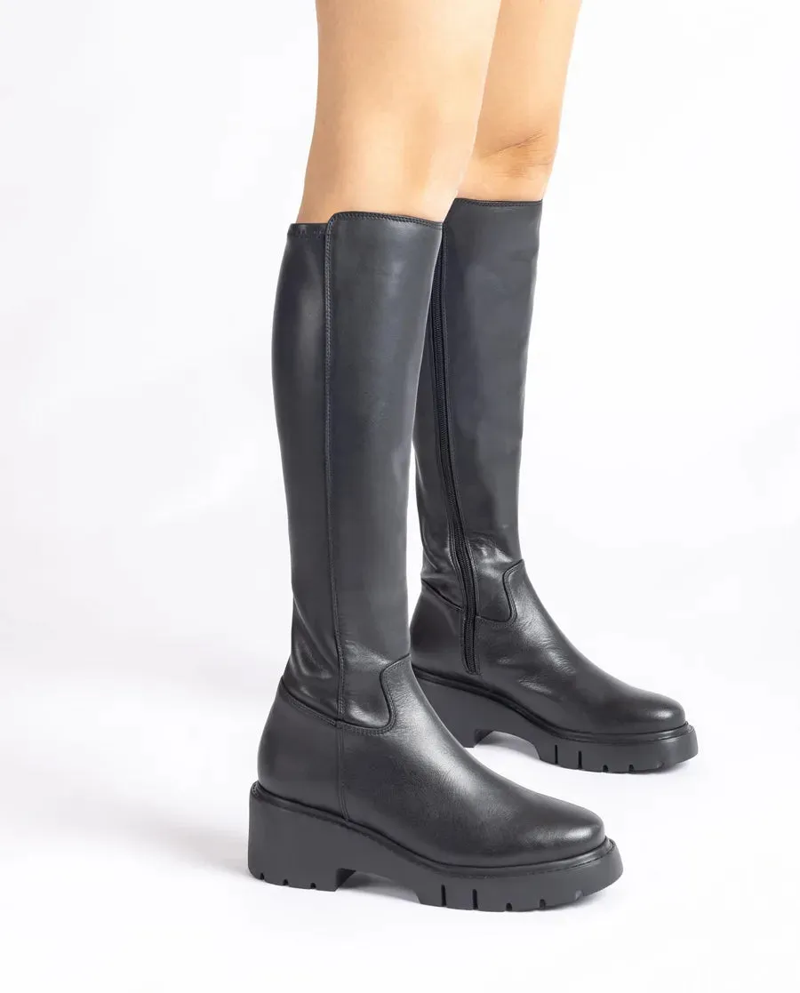 Unisa Black Leather Knee Boot JACE