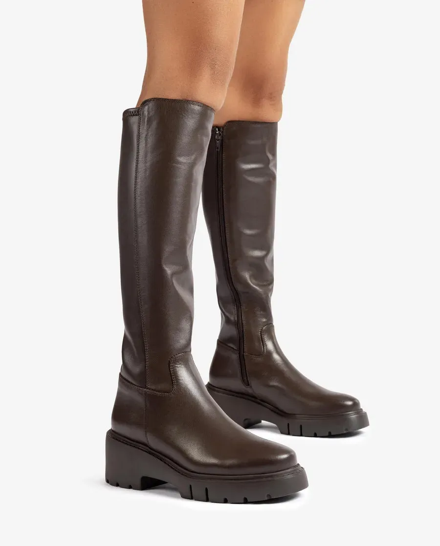 Unisa Brown Leather Knee Boot JACE