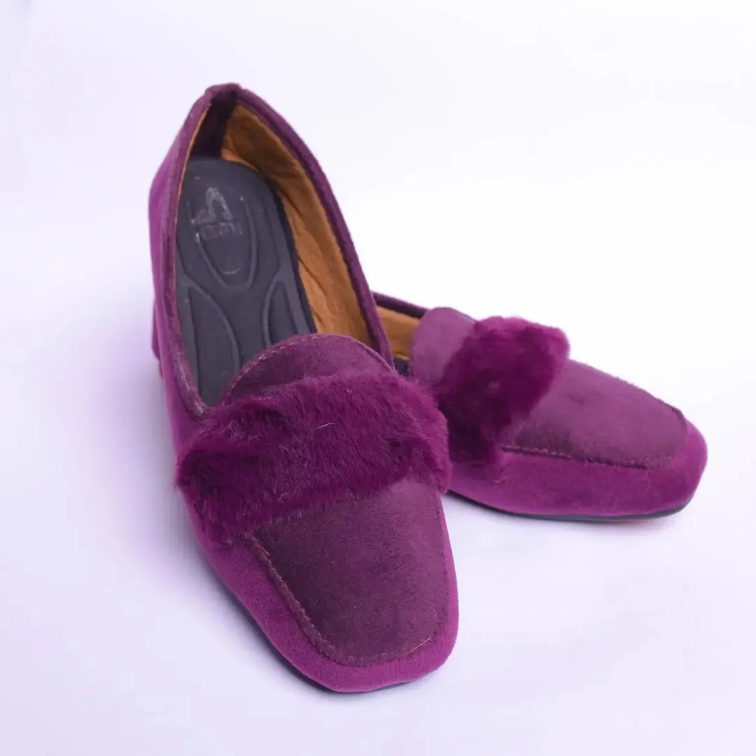 Velvet Fur Loafers Green