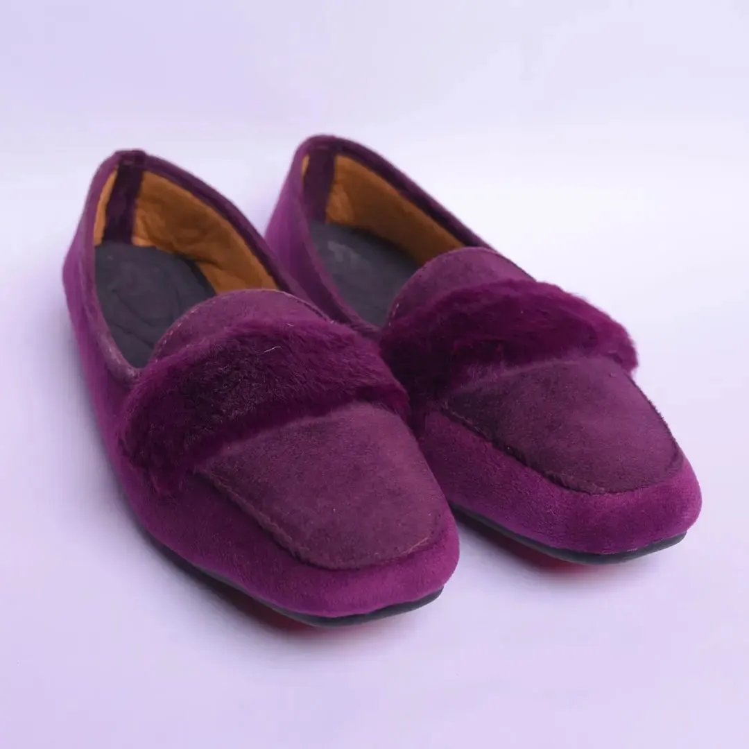 Velvet Fur Loafers Green