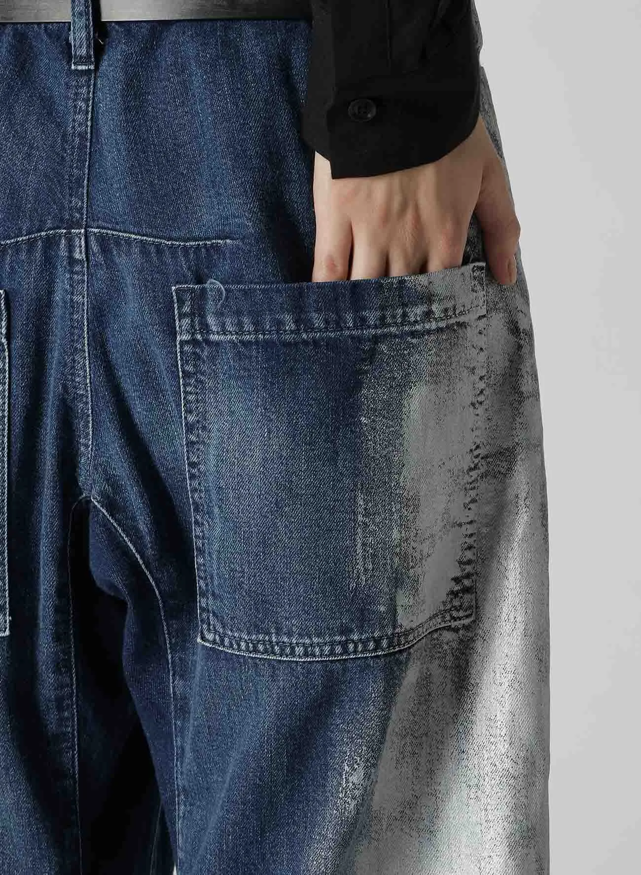 WIDE LEG GUSSETED DENIM PANTS