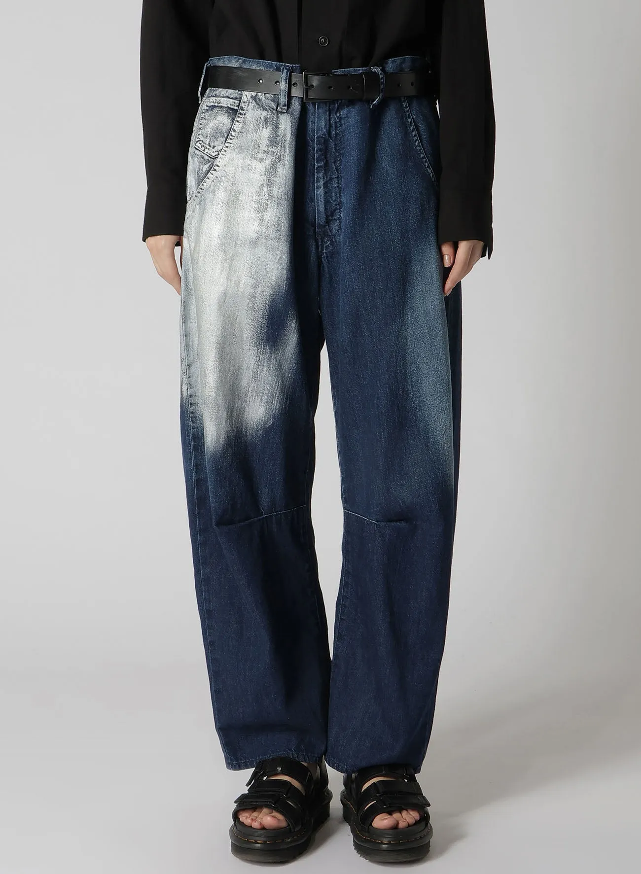 WIDE LEG GUSSETED DENIM PANTS