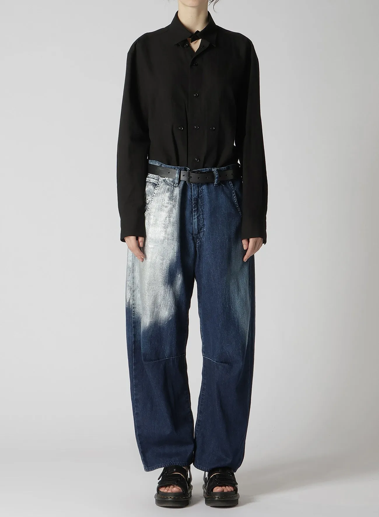 WIDE LEG GUSSETED DENIM PANTS