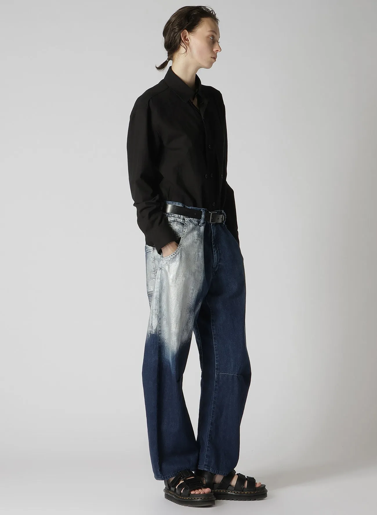 WIDE LEG GUSSETED DENIM PANTS