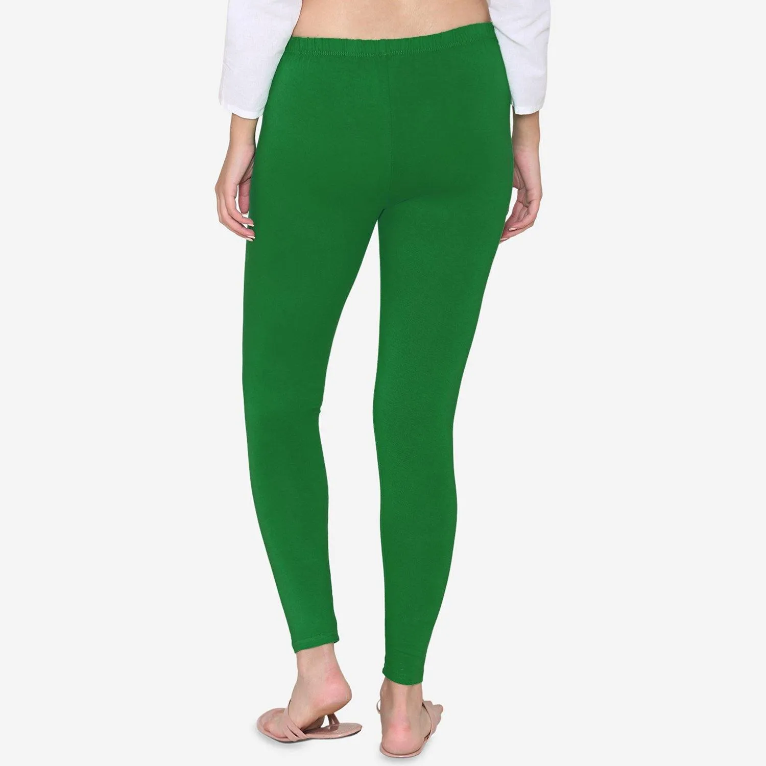 Women's Cotton Ankle leggings (Free Size) - Rich Green