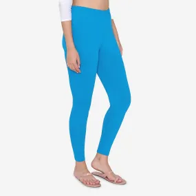 Women's Cotton Ankle leggings (Free Size) - Sapphire