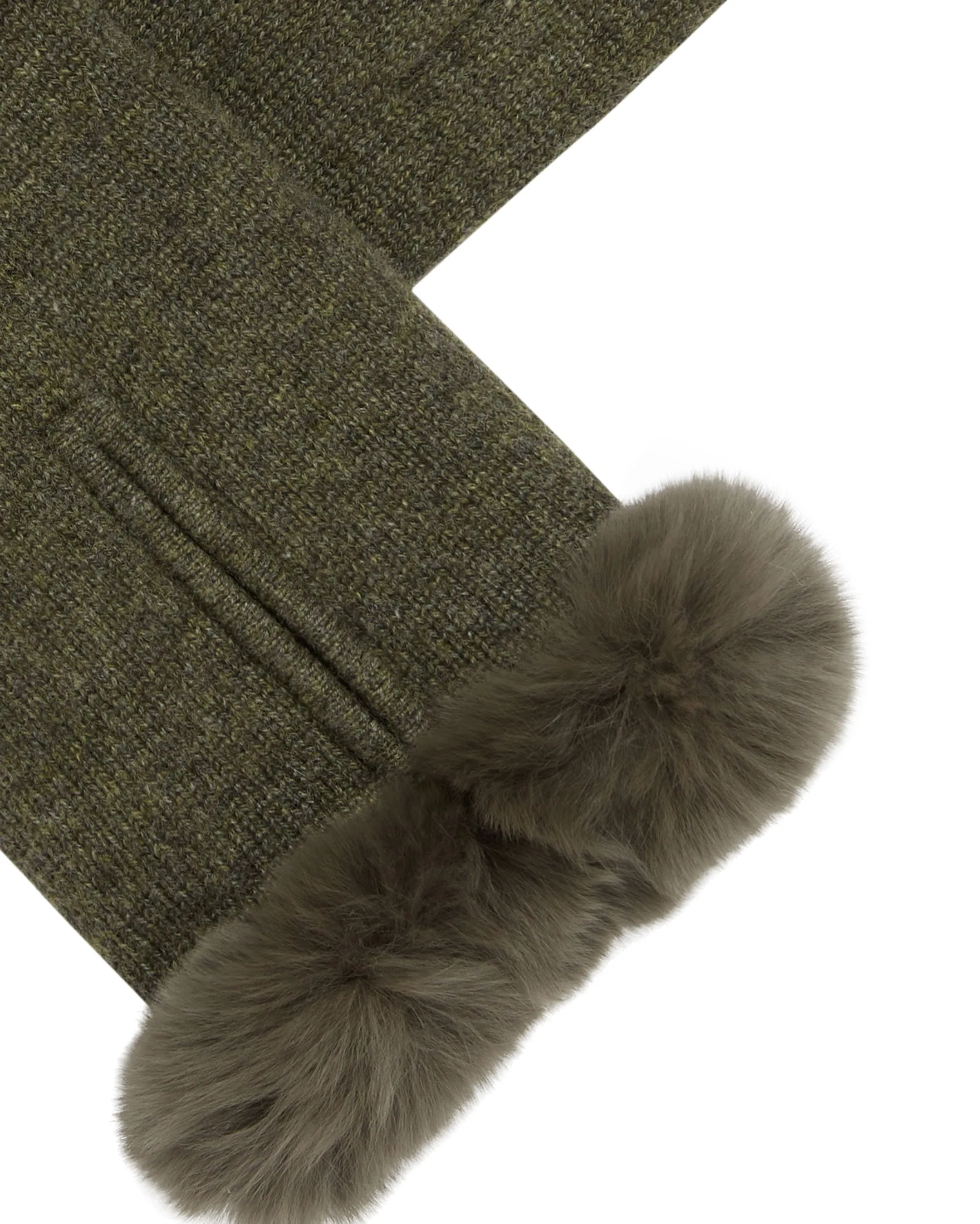 Women's Fur Trim Cashmere Gloves Moss Green